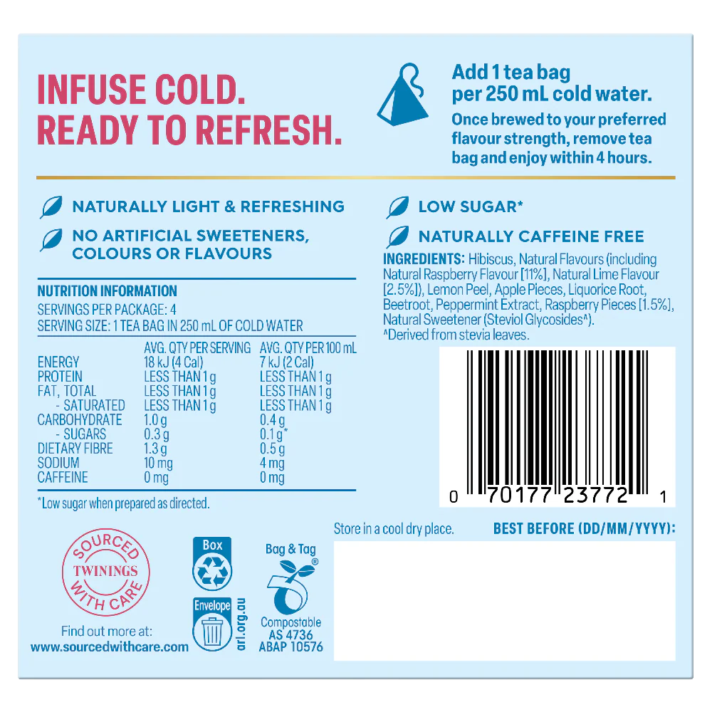 Cold Infusions Raspberry Lime - Trial Pack 4 Pack - Image 6